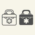 Medical bag line and solid icon. Hospital doctor first aid box outline style pictogram on white background. Medicine