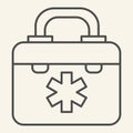 Medical bag thin line icon. Hospital doctor first aid box outline style pictogram on white background. Medicine chest or Royalty Free Stock Photo