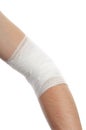 Medical bandage on injury elbow Royalty Free Stock Photo