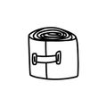 Medical bandage roll doodle icon, vector color line illustration