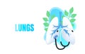 Medical banner lungs, alternative treatment, biology anatomy organ, service help.