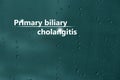 Medical banner `Primary biliary cholangitis` on blue background