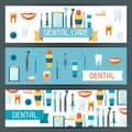 Medical banners design with dental icons