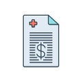Color illustration icon for Medical bill, paperwork and bill Royalty Free Stock Photo