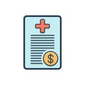 Color illustration icon for Medical bill, claim and health Royalty Free Stock Photo