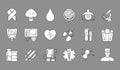 Medical black symbols. Monochrome medical icons set of insulin, syringe and others