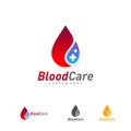 Medical Blood logo template vector, Droplet Blood with plus logo design concept