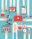 Medical blood transfusion flat design