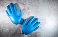 Medical blue glowes. Disposable surgical gloves, Flat-lay