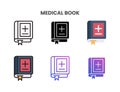 Medical Book icons set with different styles. Royalty Free Stock Photo
