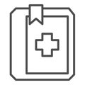 Medical book outline vector icon. Thin line black medical book icon, flat vector simple element Royalty Free Stock Photo