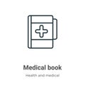 Medical book outline vector icon. Thin line black medical book icon, flat vector simple element illustration from editable health Royalty Free Stock Photo