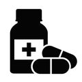 Medical bottle and pills vector icon Royalty Free Stock Photo