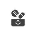 Medical box with tablets and pills vector icon Royalty Free Stock Photo