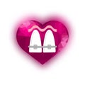 Medical Braces Teeth Icon with Pink Heart. Dental Care Background. Orthodontic Treatment Royalty Free Stock Photo