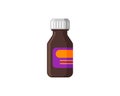 Medical brown flat glass bottle. Medicine pharmaceutical flask with empty sticker. Medication treatment health care