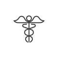Medical caduceus line icon