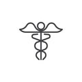 Medical caduceus line icon Royalty Free Stock Photo