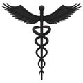 Medical caduceus symbol in black. Royalty Free Stock Photo