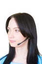 Medical call center concept - girl with headphone Royalty Free Stock Photo