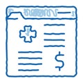 medical card in paid hospital doodle icon hand drawn illustration