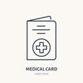 Medical card vector flat line icon. Insurance brochure sign