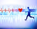 Medical cardiogram of runner. Medicine background