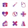 Medical care color icons. Hospital related icons Vector line icons isolated on a white background. Contains such Icons as emergenc Royalty Free Stock Photo