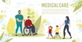 Medical Care for Disabled People Vector Banner Royalty Free Stock Photo