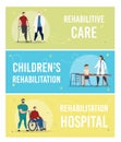 Medical Care on Disabled People Vector Banners Set Royalty Free Stock Photo