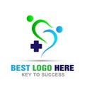 Medical care health family care cross logo icon on white background