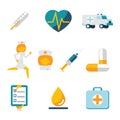 Medical care and health isolated icons set Royalty Free Stock Photo