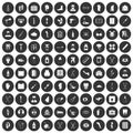 100 medical care icons set black circle