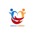 Medical Care Logo. two people holding hands mean helping each other. Royalty Free Stock Photo