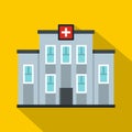 Medical center building icon, flat style Royalty Free Stock Photo
