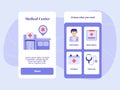 Medical center find doctor reservation schedule check up for mobile apps template banner page UI with two variations