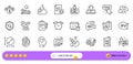 Medical certificate, Intestine and Alarm clock line icons for web app. Pictogram icon. Line icons. Vector