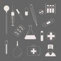 Medical Character Set. lat design style. Medical symbols silhouette
