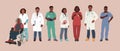Medical Characters. African American Medics. Doctors and nurses portraits, team of doctors concept, medical office or Royalty Free Stock Photo