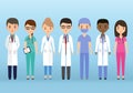 Medical characters. Doctors and nurses in flat design. Vector il Royalty Free Stock Photo