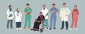 Medical Characters. Middle Eastern Medics. Arab doctors and nurses portraits, team of doctors concept, medical office or