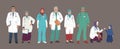 Medical Characters. Middle Eastern Medics. Arab doctors and nurses portraits, team of doctors concept, medical office or