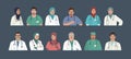 Medical Characters. Middle Eastern Medics. Arab doctors and nurses portraits, team of doctors concept. Muslim modern