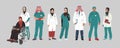 Medical Characters Portraits. Middle Eastern Medics. Arab doctors and nurses portraits, team of doctors concept. Muslim