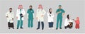 Medical Characters Portraits. Middle Eastern Medics. Arab doctors and nurses portraits, team of doctors concept. Muslim