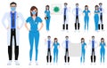 Medical characters set vector concept design. Covid-19 doctor and nurse character in corona virus outbreak