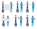 Medical characters set vector concept design. Covid-19 doctor and nurse front liners character Royalty Free Stock Photo