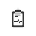 Medical chart icon on a white background. Cardiogram report. Heart graph