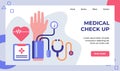 Medical check up ecg tensimeter stethoscope campaign for web website home homepage landing page template banner with