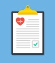 Medical Checklist Health check form on clipboard - stock vector
